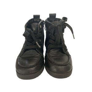 Childrens Place kids Size 11 Black faux leather lace up side zipper Combat Boots